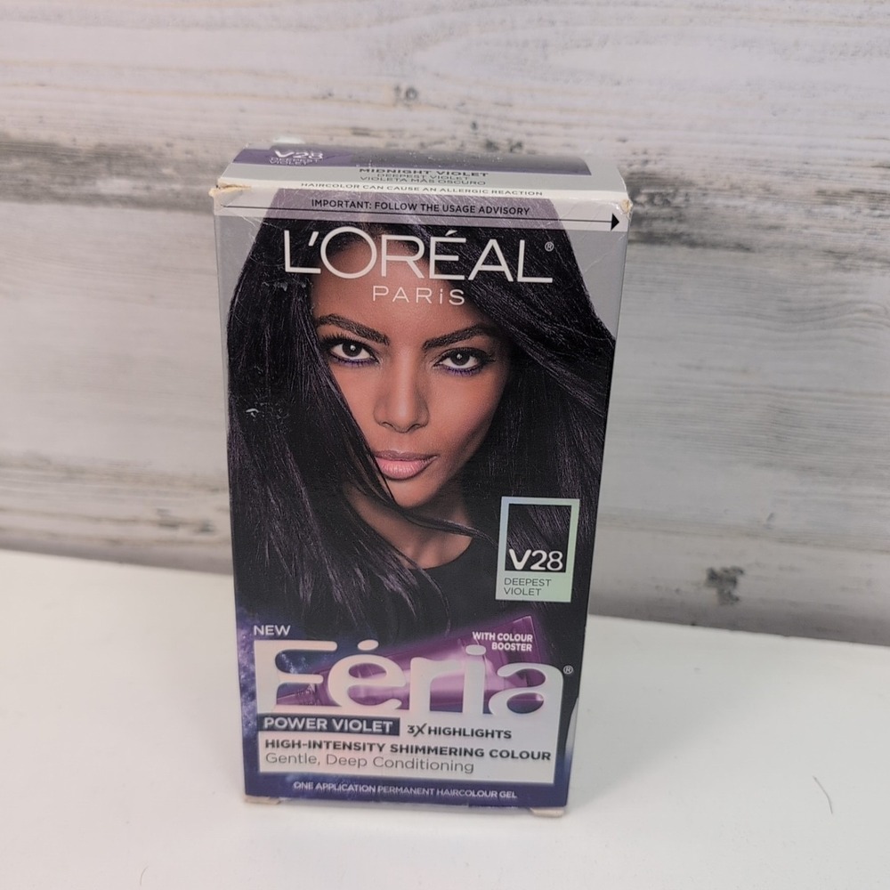 L'Oreal Paris Feria V28 Midnight‎ Violet Deepest Violet Permanent Hair Color Kit